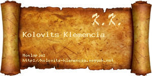 Kolovits Klemencia névjegykártya