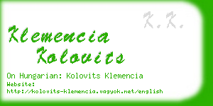 klemencia kolovits business card